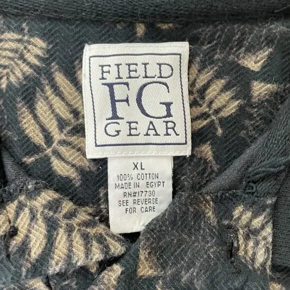 Vintage Field Gear Polo Shirt Mens XL Black Floral Knit Cotton Egypt 90s Preppy - Picture 5 of 6